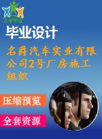 名爵汽車實業(yè)有限公司2號廠房施工組織設計-建筑工程管理施工組織設計論文（開題報告、任務書、畢業(yè)論文、圖紙、進度全套畢業(yè)資料）