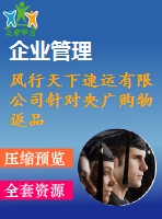 風(fēng)行天下速運有限公司針對央廣購物返品處理流程優(yōu)化方案設(shè)計